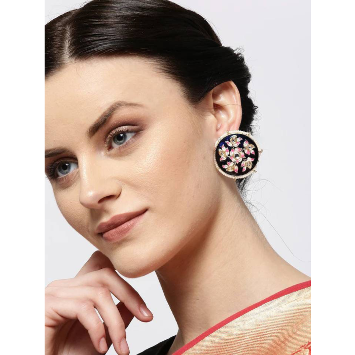 Blue Statement Earrings, Kundan Earrings, White Flower Earrings, Stud Dangle Earrings, Big Bold Earrings, Beaded Earrings, Gift for Her | Save 33% - Rajasthan Living 5