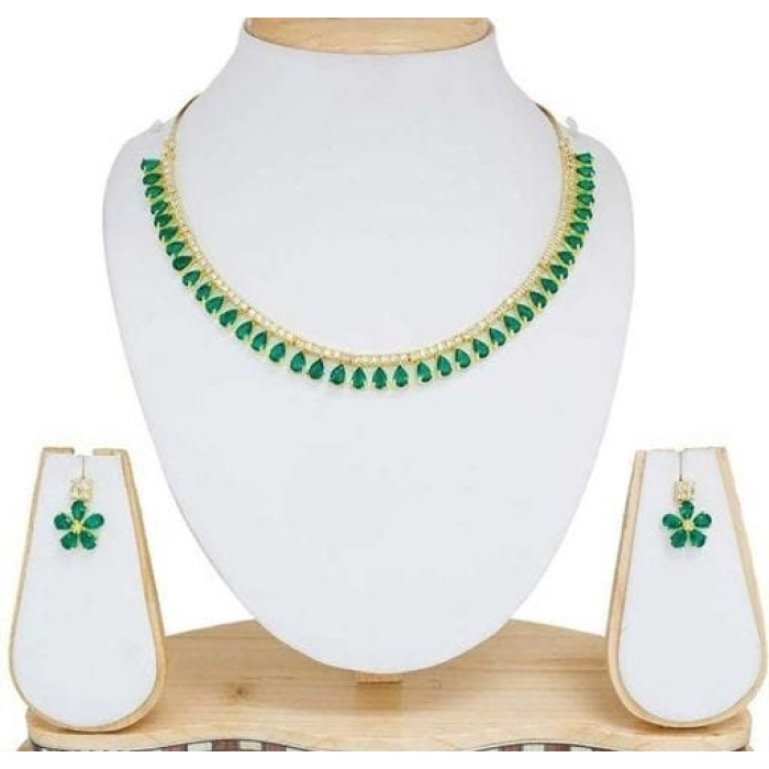 Jewelry Set and Matching Earring Set With Green Crystals, and With Green Enamel | Save 33% - Rajasthan Living 5