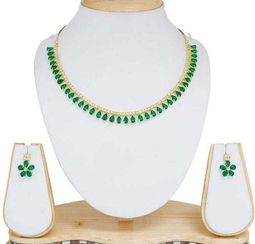Jewelry Set and Matching Earring Set With Green Crystals, and With Green Enamel | Save 33% - Rajasthan Living 9