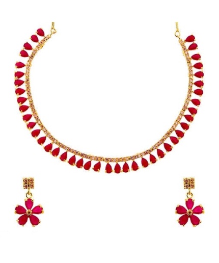 Jewelry Set and Matching Earring Set With Pink Crystals, and With Dark Pink Enamel | Save 33% - Rajasthan Living 7