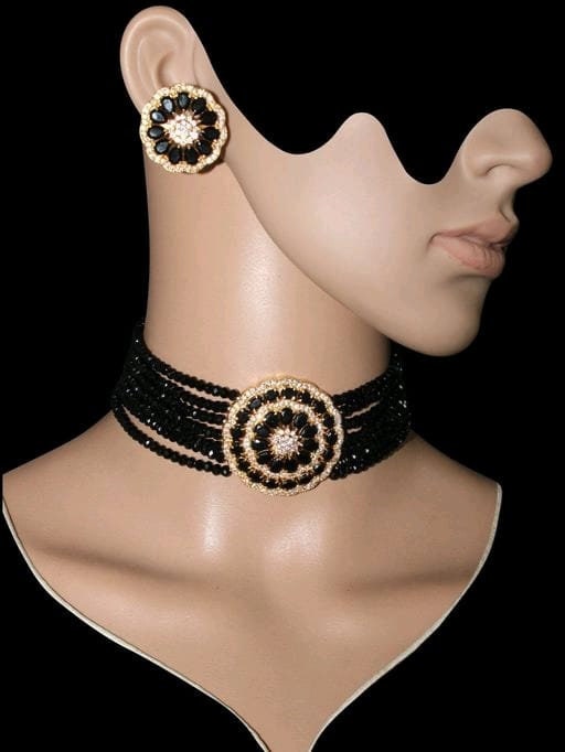 Bridal Necklace Set  With Black Finish  Stone/bridal Jewelry/ Pearl Necklace Set / Hand Made / Bridal Necklace Set/ Necklace Set | Save 33% - Rajasthan Living 9