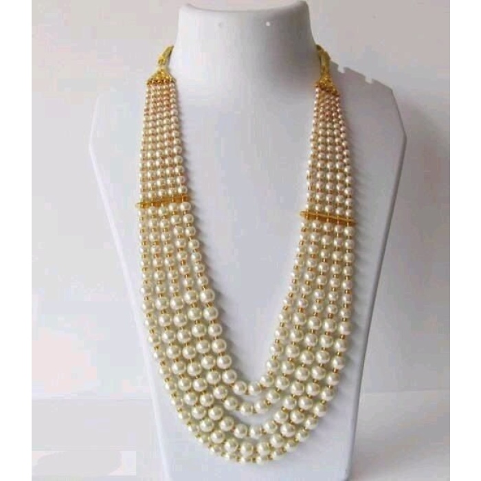 Vintage Pearl Beads Necklace With White Moti Mala Strand 5 Line India | Save 33% - Rajasthan Living 8