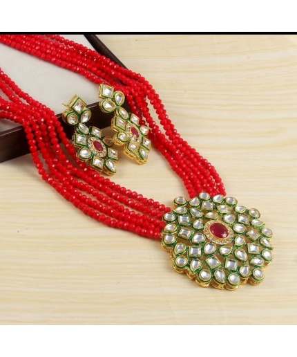Indian Necklace Set With Unique Red Colour and a Earring Pair, Jewelry Set/indian Jewelry/wedding Jewelry for Girls  and Woman | Save 33% - Rajasthan Living