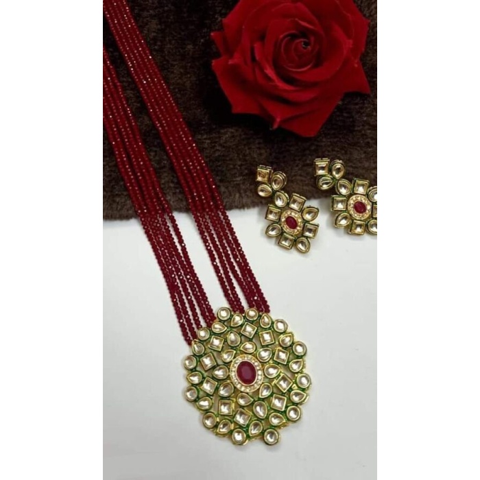 Indian Necklace Set With Unique Maroon Colour and a Earring Pair, Jewelry Set/indian Jewelry/wedding Jewelry for Girls  and Woman | Save 33% - Rajasthan Living 6