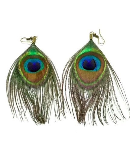 100% Natural Peacock Feather Earrings Long Flowing Boho Chic Hippie Gift Idea | Save 33% - Rajasthan Living