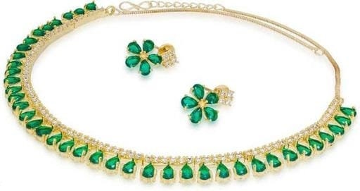 Jewelry Set and Matching Earring Set With Green Crystals, and With Green Enamel | Save 33% - Rajasthan Living 10
