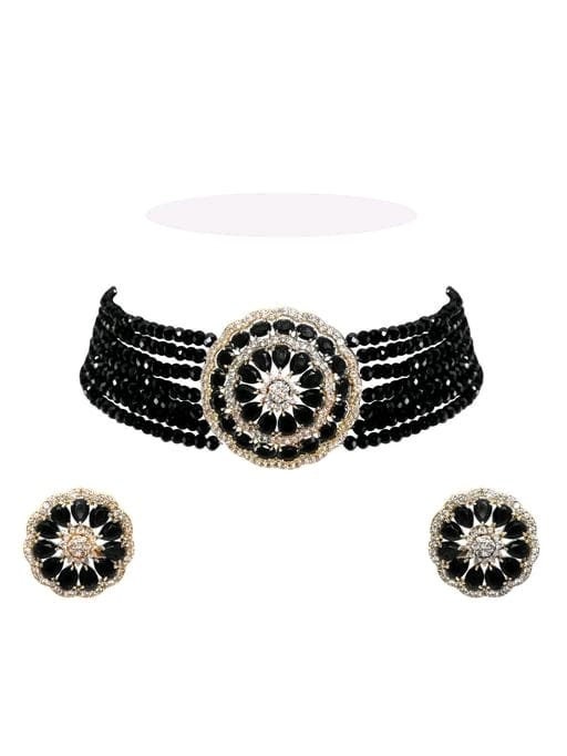Bridal Necklace Set  With Black Finish  Stone/bridal Jewelry/ Pearl Necklace Set / Hand Made / Bridal Necklace Set/ Necklace Set | Save 33% - Rajasthan Living 8