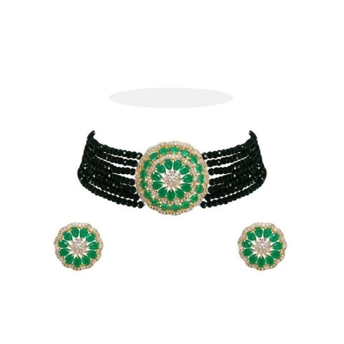 Bridal Emerald Touch Necklace Set /bridal Jewelry/ Pearl Necklace Set / Hand Made / Bridal Necklace Set/ Necklace Set | Save 33% - Rajasthan Living 5