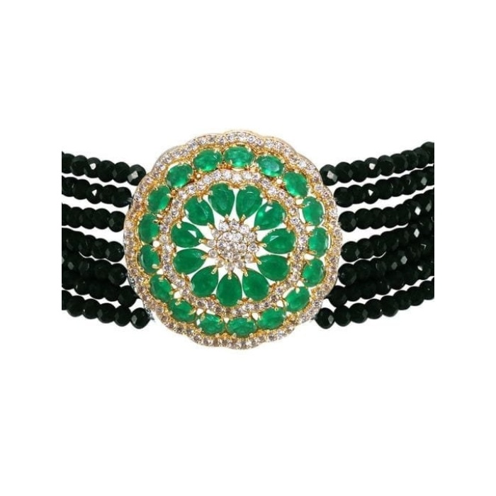 Bridal Emerald Touch Necklace Set /bridal Jewelry/ Pearl Necklace Set / Hand Made / Bridal Necklace Set/ Necklace Set | Save 33% - Rajasthan Living 7