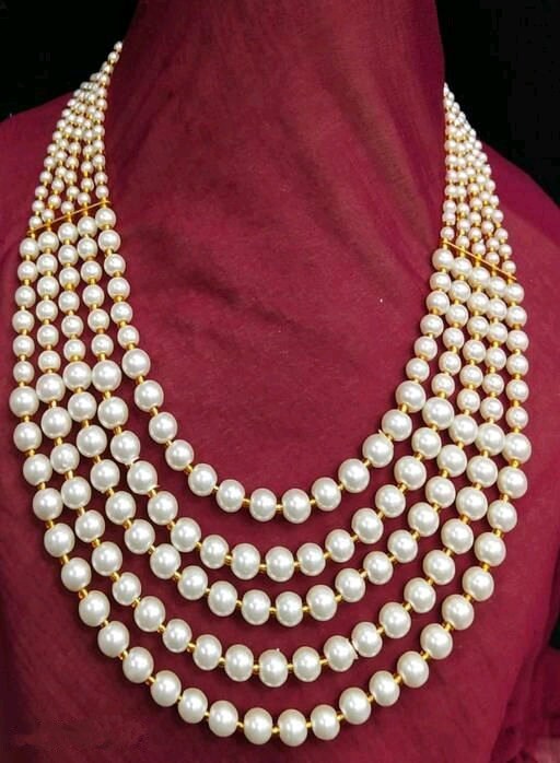 Vintage Pearl Beads Necklace With White Moti Mala Strand 5 Line India | Save 33% - Rajasthan Living 9
