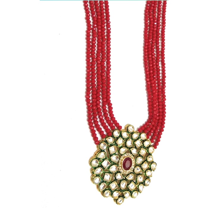 Indian Necklace Set With Unique Red Colour and a Earring Pair, Jewelry Set/indian Jewelry/wedding Jewelry for Girls  and Woman | Save 33% - Rajasthan Living 8