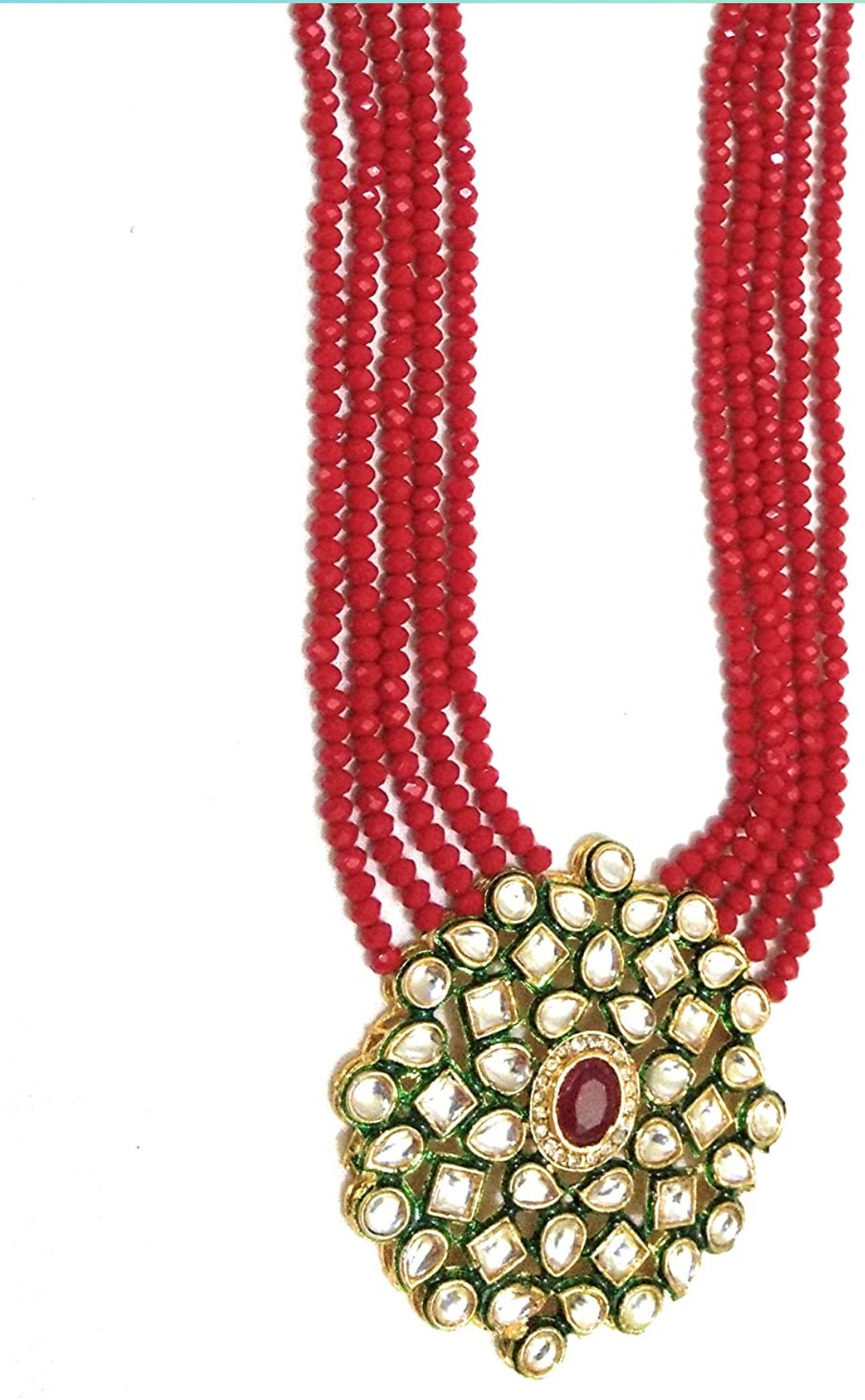 Indian Necklace Set With Unique Red Colour and a Earring Pair, Jewelry Set/indian Jewelry/wedding Jewelry for Girls  and Woman | Save 33% - Rajasthan Living 15