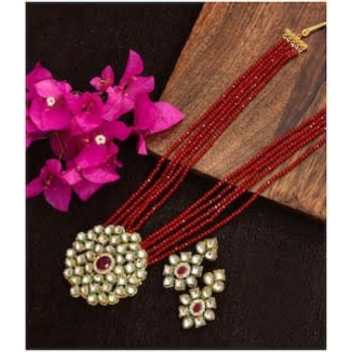 Indian Necklace Set With Unique Maroon Colour and a Earring Pair, Jewelry Set/indian Jewelry/wedding Jewelry for Girls  and Woman | Save 33% - Rajasthan Living 5