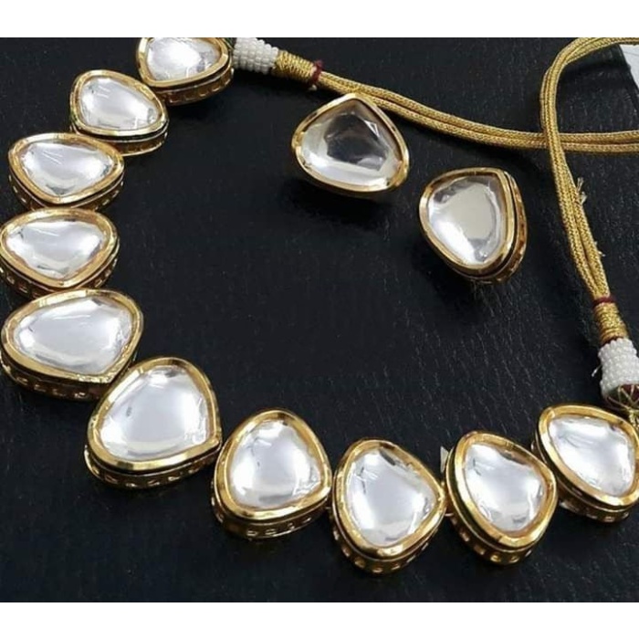 White Pearl Choker Kundan Jewelry Set Ethnic Indian Traditional Wedding Gold Plated Bridal Jewelry Dulhan Necklace Earrings Set Kundan Pearl | Save 33% - Rajasthan Living 7