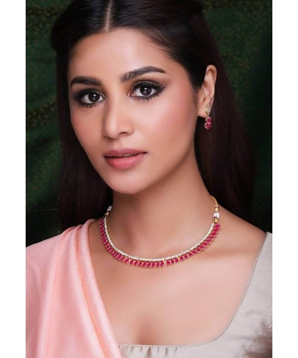 Ruby Touch Choker Necklace, Velvet Choker Necklace, Birthstone Jewelry, Best Friend Gift, French Wedding Jewelry, Indian Jewellery Pink | Save 33% - Rajasthan Living