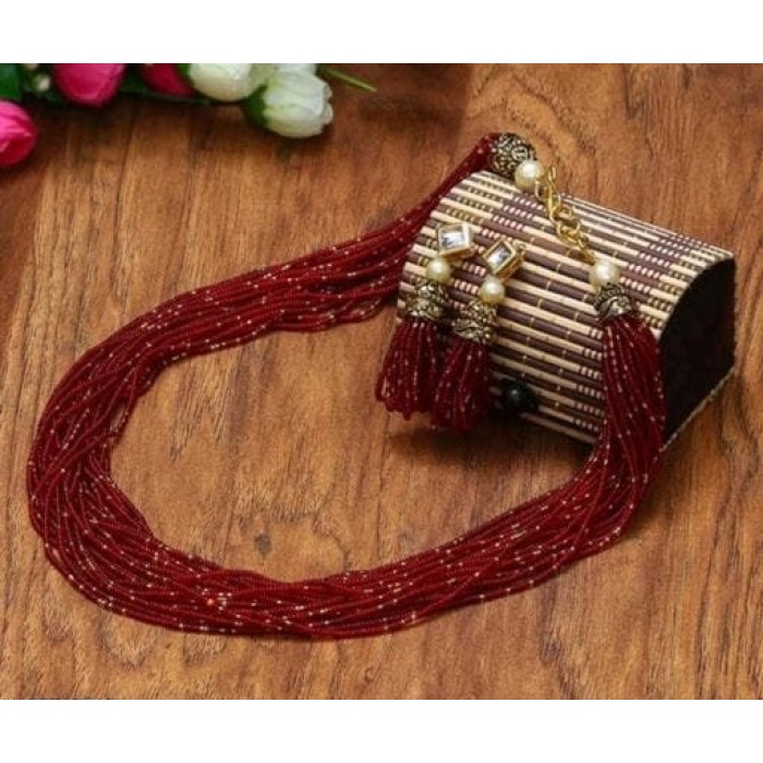 Beautiful Kundan Beaded Layered Victorian Choker Necklace Set | Choker Necklace Earrings Set | Designer Indian Bollywood Bridal Jewelry | Save 33% - Rajasthan Living 11