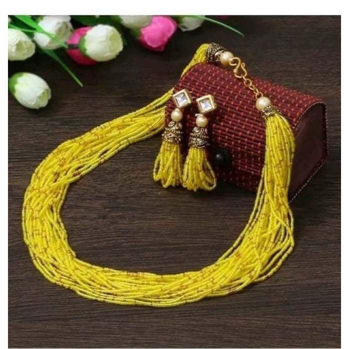 Beautiful Kundan Beaded Layered Victorian Choker Necklace Set | Choker Necklace Earrings Set | Designer Indian Bollywood Bridal Jewelry | Save 33% - Rajasthan Living 12