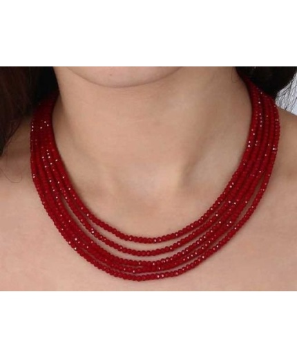 Maroon Color 5 Line Casual Wear Necklace Looking Looking Unique for Girls and Women Gift for Her Velvet Box Gift Packing Maroon Necklace | Save 33% - Rajasthan Living 3