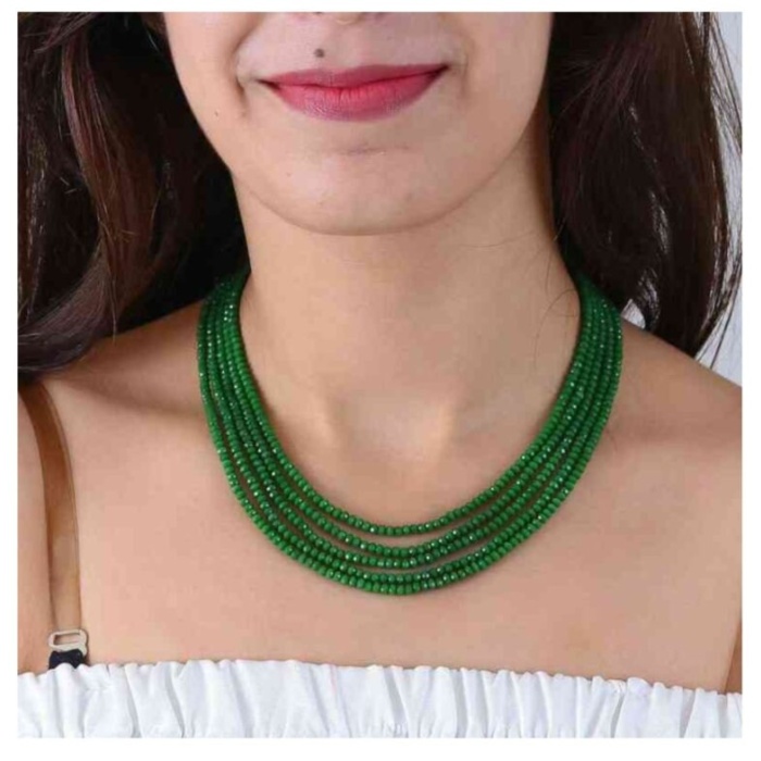 Green Color 5 Line Casual Wear Necklace Looking Looking Unique for Girls and Women Gift for Her Velvet Box Gift Packing Maroon Necklace | Save 33% - Rajasthan Living 5