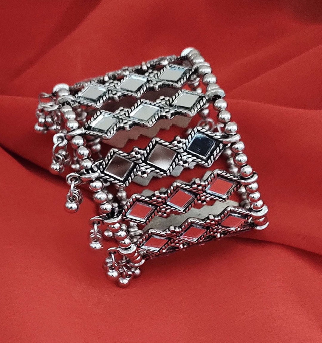 Oxidised Silver Glass Bracelet for Girls and Women | Save 33% - Rajasthan Living 10