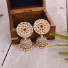 Gold Plated Handcrafted Kundan Studded Dome Shaped Jhumkas for Girls & Woman Kundan Meena Earring Indian Earrings Indian Wedding Jewelry | Save 33% - Rajasthan Living 9