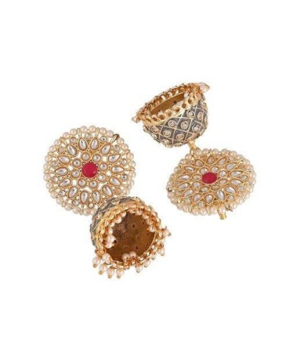 Gold Plated Handcrafted Kundan Studded Dome Shaped Jhumkas for Girls & Woman Kundan Meena Earring Indian Earrings Indian Wedding Jewelry | Save 33% - Rajasthan Living 3
