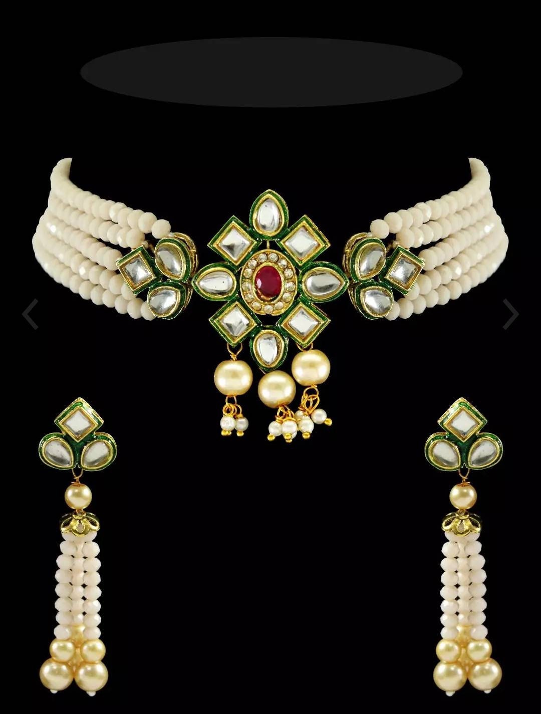 Beautiful Indian Kundan Pich Colour Choker/ Indian Jewelry/ Indian Necklace/ Indian Choker/ Indian Wedding Necklace Set/ Kundan Choker | Save 33% - Rajasthan Living 8