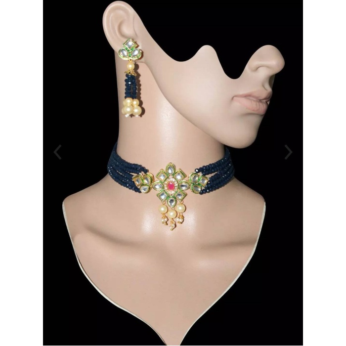 Beautiful Indian Kundan Blue Colour Choker/ Indian Jewelry/ Indian Necklace/ Indian Choker/ Indian Wedding Necklace Set/ Kundan Choker | Save 33% - Rajasthan Living 7