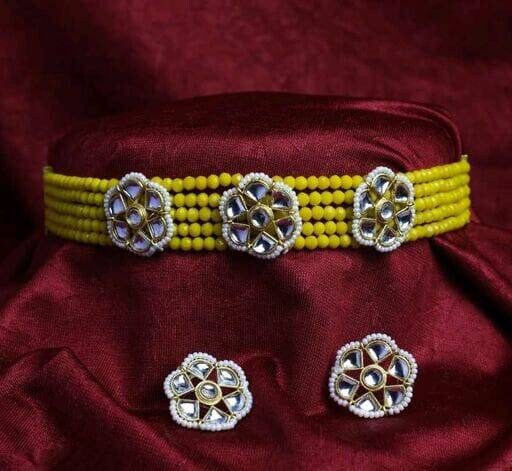 Kundan Beaded Layered Victorian Choker Necklace Set | Choker Necklace Earrings Set | Designer Indian Bollywood Bridal Jewelry | Wedding Gift | Save 33% - Rajasthan Living 11
