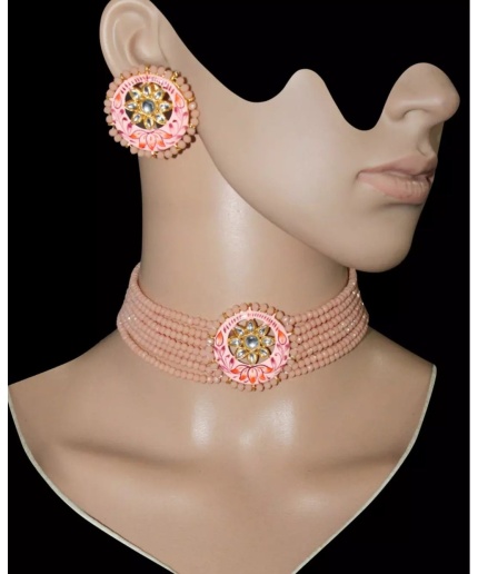 Onxy Kundan Meena Jaipuri Cut Choker Necklace Set, Jewel Set, Indian Beads Choker Set, Party Necklace, Indian Latest Jewelry for Women Gift | Save 33% - Rajasthan Living 3