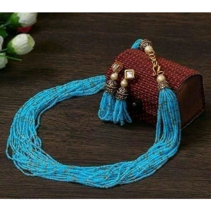 Beautiful Kundan Beaded Layered Victorian Choker Necklace Set | Choker Necklace Earrings Set | Designer Indian Bollywood Bridal Jewelry | Save 33% - Rajasthan Living 10