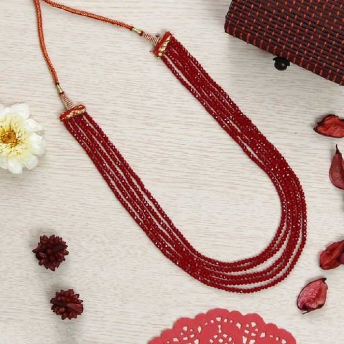 Maroon Color 5 Line Casual Wear Necklace Looking Looking Unique for Girls and Women Gift for Her Velvet Box Gift Packing Maroon Necklace | Save 33% - Rajasthan Living 7
