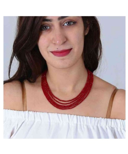 Maroon Color 5 Line Casual Wear Necklace Looking Looking Unique for Girls and Women Gift for Her Velvet Box Gift Packing Maroon Necklace | Save 33% - Rajasthan Living