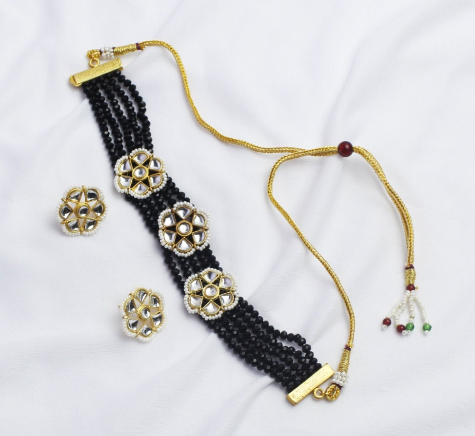 Kundan Choker Necklace, Indian Choker Necklace Set for Women, Beads Necklaces for Women,bridesmaids Necklace Set, Kundan Wedding Jewellery | Save 33% - Rajasthan Living 8
