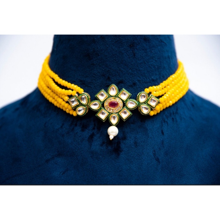 Kundan Choker Necklace, Indian Choker Necklace Set for Women, Beads Necklaces for Women,bridesmaids Necklace Set, Kundan Wedding Jewellery | Save 33% - Rajasthan Living 6