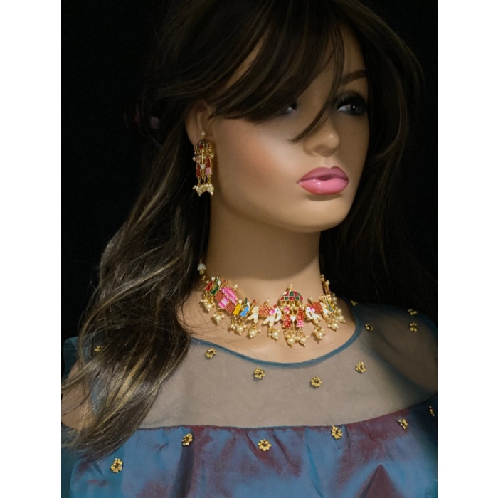 Indian Doli Barat Choker Set/ Wedding Jewelry/ Meenakari Necklace / Kundan Choker / Wedding Jewelry/ Hand Painted Kundan Doli Jewelry Set | Save 33% - Rajasthan Living 7