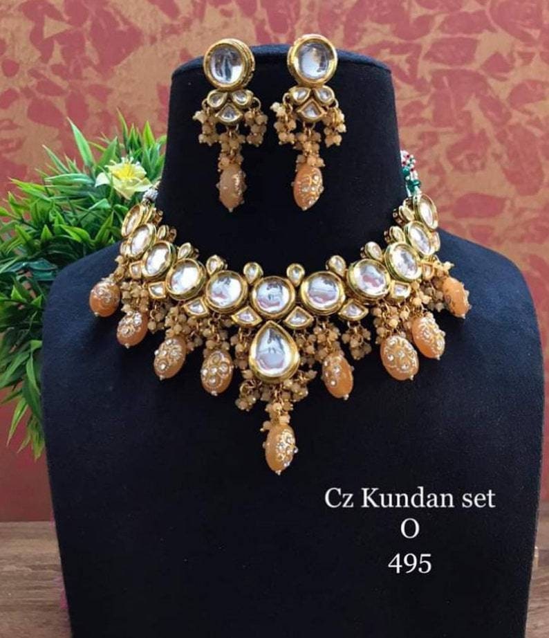 Tanjore Kundan Necklace Set, Simple Kundan Set, Multi Color Kundan Set, Meena Kundan Necklace Set, Indian Kundan Jewellery, Dulhan Set | Save 33% - Rajasthan Living 10