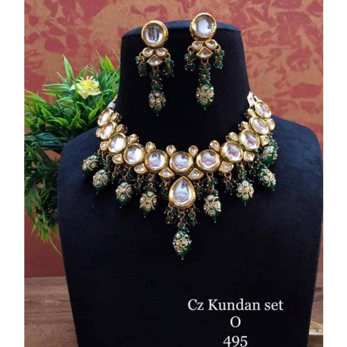 Tanjore Kundan Necklace Set, Simple Kundan Set, Multi Color Kundan Set, Meena Kundan Necklace Set, Indian Kundan Jewellery, Dulhan Set | Save 33% - Rajasthan Living 8