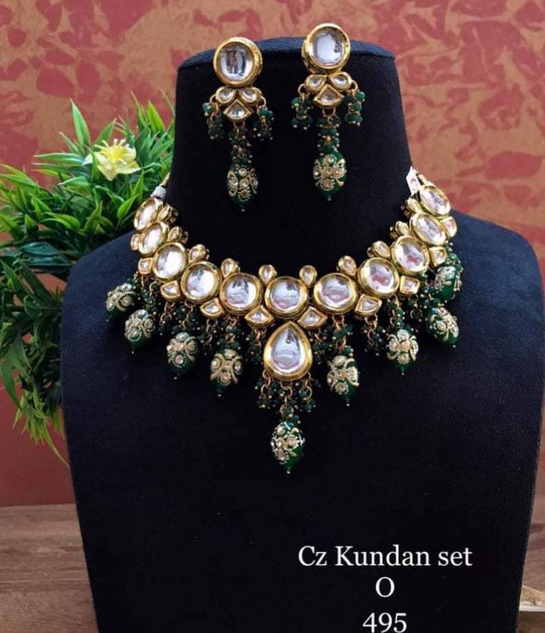 Tanjore Kundan Necklace Set, Simple Kundan Set, Multi Color Kundan Set, Meena Kundan Necklace Set, Indian Kundan Jewellery, Dulhan Set | Save 33% - Rajasthan Living 12