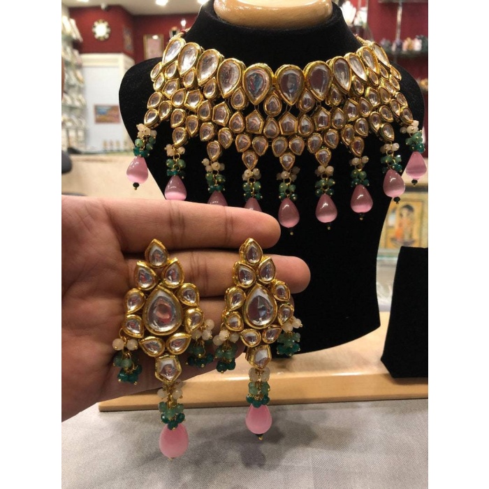 Ac Kundan Bridal Choker Set With Semi Precious Stones & Meena Work| Kundan Choker Set | Customisable Choker Set| Gold Plated| Dulhan Set | Save 33% - Rajasthan Living 5