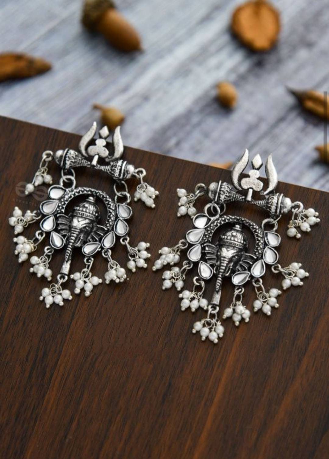 Indian Traditional Oxidized Bollywood Jewelry Maa Durga Top Earrings Chain Jhumka With Ganesh Ji Design Very Cool Casul Earrings in Wedding | Save 33% - Rajasthan Living 9