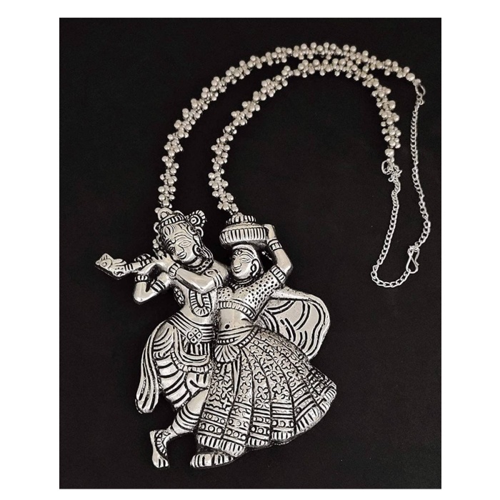 Oxidised Silver Radha Krishna Long Necklace by Sparkling Jewellery/ Indian Jewellery, Fashion Jewellery, Diwali Gift, Love Necklace | Save 33% - Rajasthan Living 5