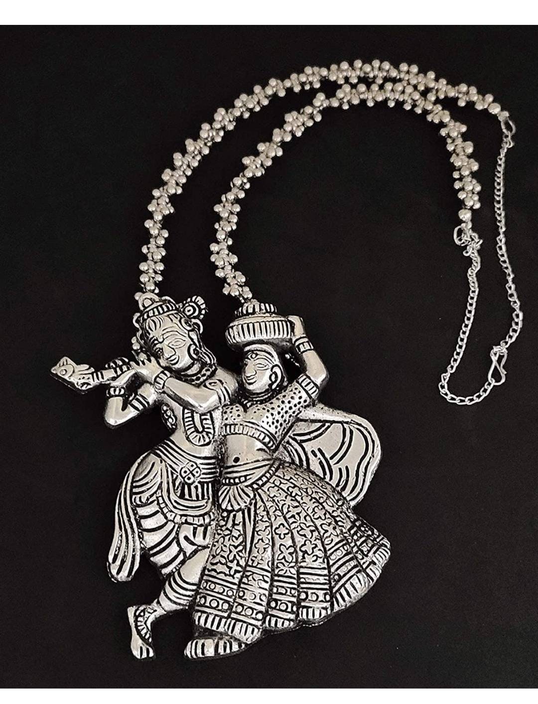 Oxidised Silver Radha Krishna Long Necklace by Sparkling Jewellery/ Indian Jewellery, Fashion Jewellery, Diwali Gift, Love Necklace | Save 33% - Rajasthan Living 11