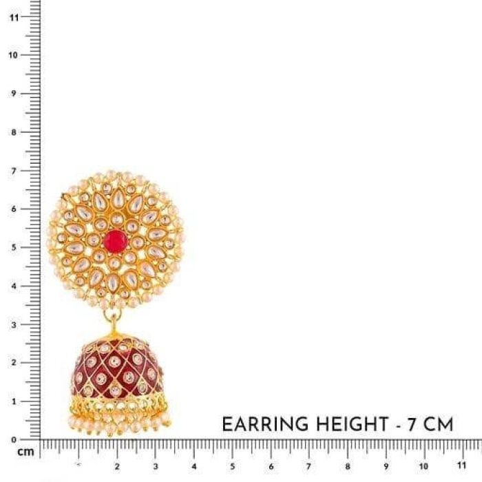 Gold Plated Handcrafted Kundan Studded Dome Shaped Jhumkas for Girls and Women Wedding Jewelry Indian Earrings Gift Packaging Earrings | Save 33% - Rajasthan Living 7