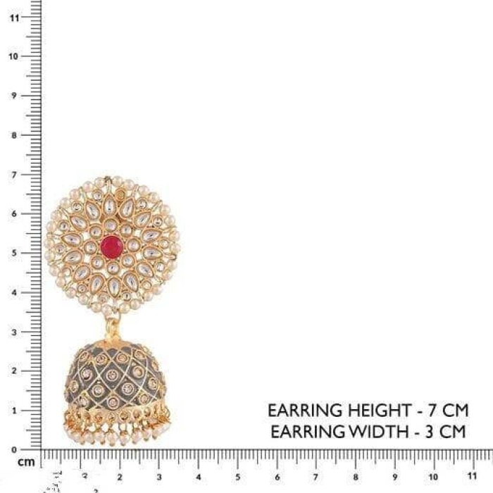 Gold Plated Handcrafted Kundan Studded Dome Shaped Jhumkas for Girls & Woman Kundan Meena Earring Indian Earrings Indian Wedding Jewelry | Save 33% - Rajasthan Living 7