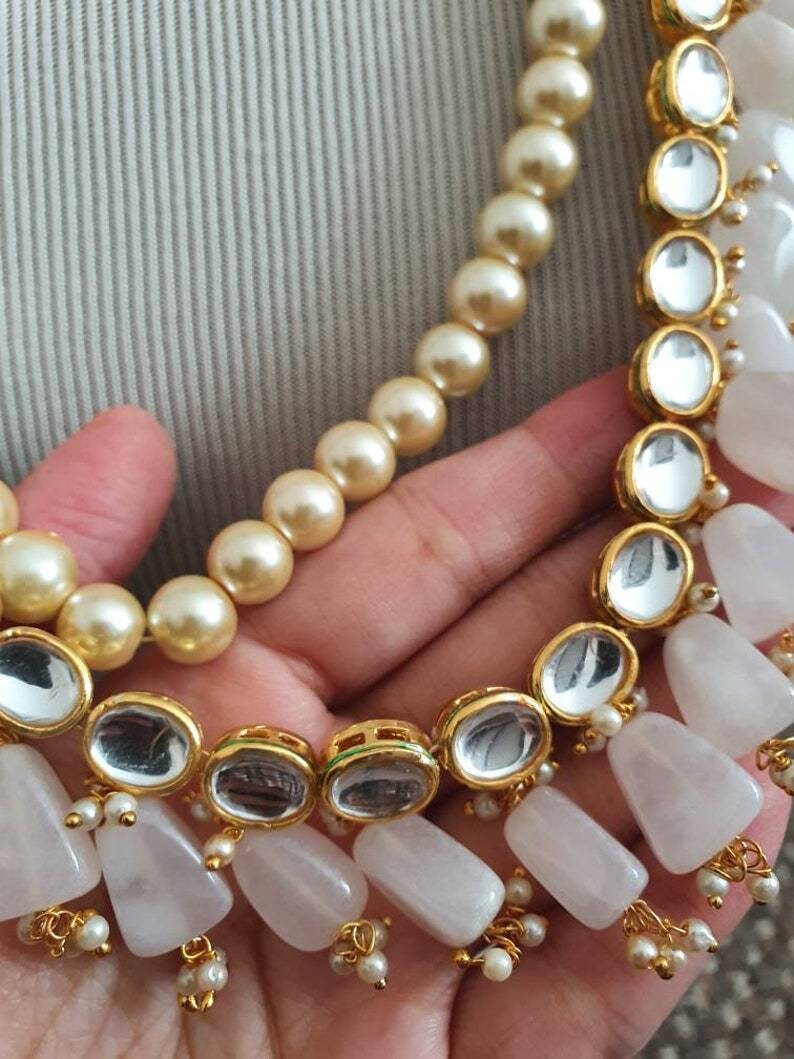 Bridal Wedding Indian Kundan Pearls Mattar Mala Necklace Rani Haar Earrings Meenakari Jewelry Hand Made Ethnic Jewelry Pakistani Punjabi Uk | Save 33% - Rajasthan Living 11