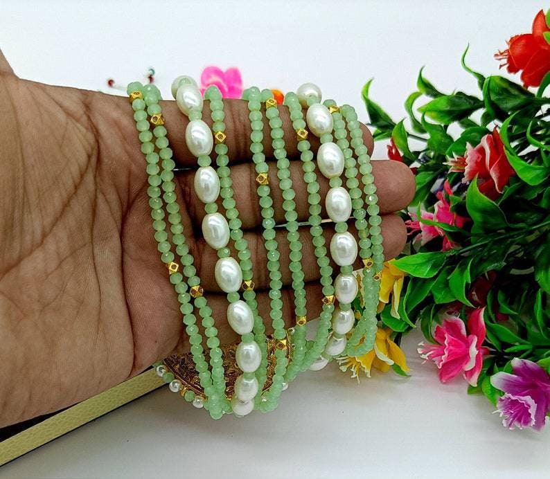 Aqua Green Enameled Necklace-jodha Akbar Faceted Aqua Beaded Necklace-rani Haar -bridesmaid Pearl Necklace Set -lord Krishna Kundan Necklace | Save 33% - Rajasthan Living 19
