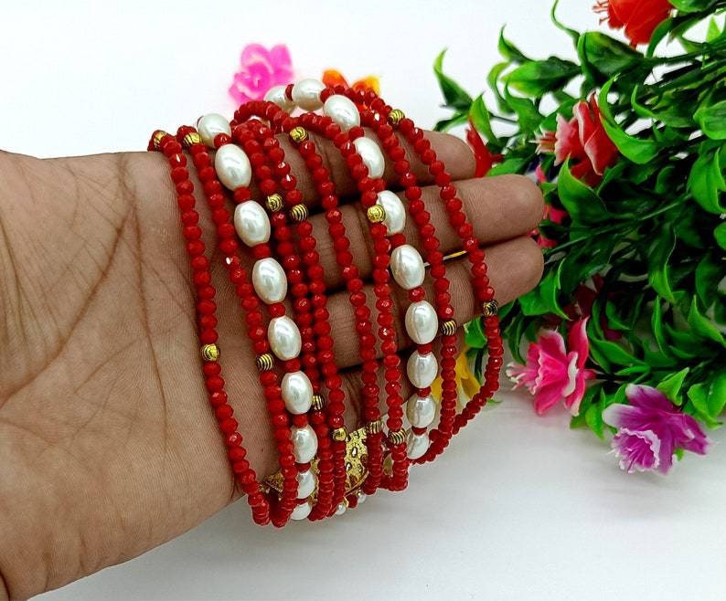 Meenakari Red Necklace -jodha Akbar Faceted Coral Red Beaded Necklace-rani Haar -bridesmaid Pearl Necklace Set -lord Krishna Kundan Necklace | Save 33% - Rajasthan Living 16