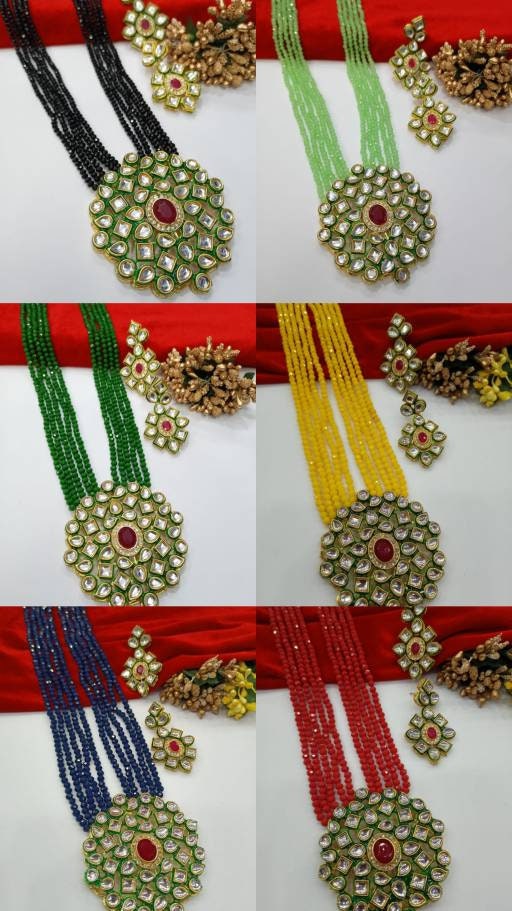 Traditional Indian Necklace . Kundan Polki Set . Beaded Necklace With Polki Pendent . Ethnic Indian Necklace . Party Wear Necklace . Woman | Save 33% - Rajasthan Living 12
