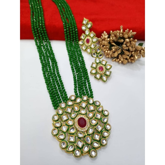 Traditional Indian Necklace . Kundan Polki Set . Beaded Necklace With Polki Pendent . Ethnic Indian Necklace . Party Wear Necklace . Woman | Save 33% - Rajasthan Living 8
